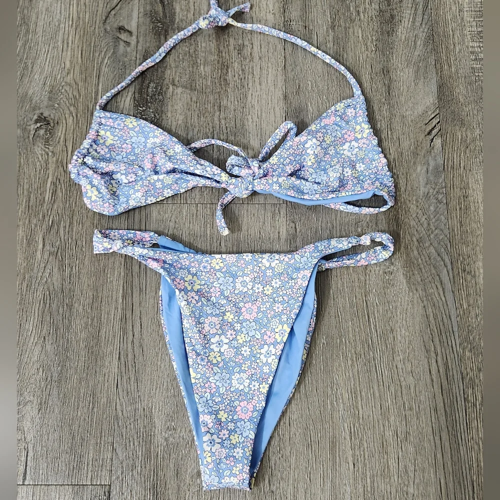Frankies Bikini Gabe Halter String Bikini Top‎ With Matching Bottom